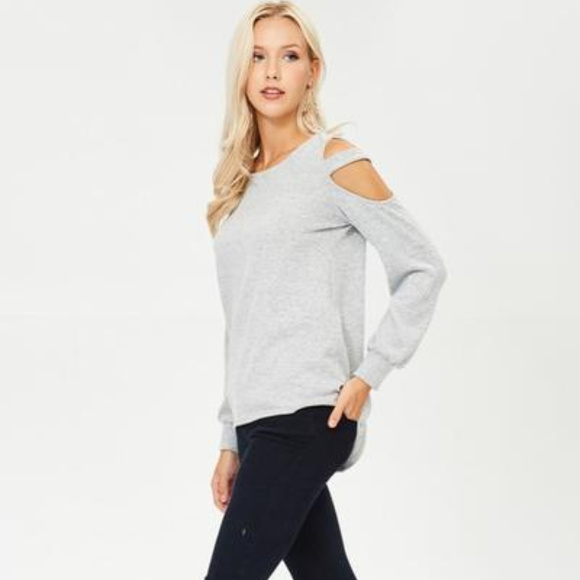 White Birch Sweaters - Gray Cold-Shoulder Sweater